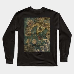 Old Nautical Map (Fantasy). Long Sleeve T-Shirt